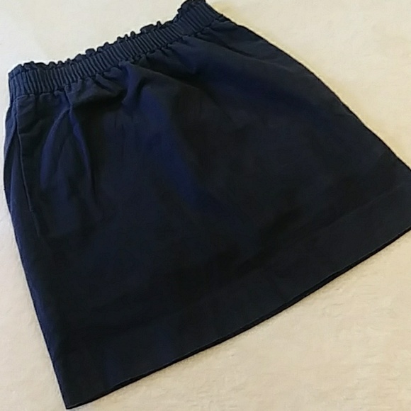 J. Crew Navy Blue Linen/Cotton Blend Paperbag Waist Mini Skirt - Picture 1 of 5